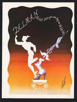 Delman (Shoes) 1947 Illustration by Erté, Hermès (Mercury) Greek Mythology