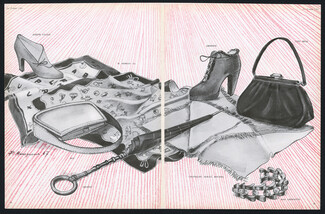 Argence, Duc, Jane Brak (Handbag), Joseph Casale, Max Lhermitte (Bracelet), Moreau (Scarf), Groëne (Umbrella) 1947 P. Maroquène