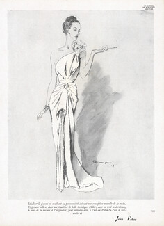 Jean Patou 1947 white Evening Gown, Pierre Mourgue