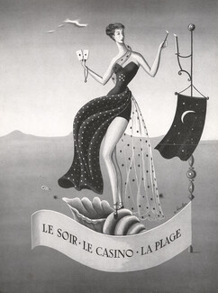 Le Soir, Le Casino, La Plage, 1948 - André Barlier