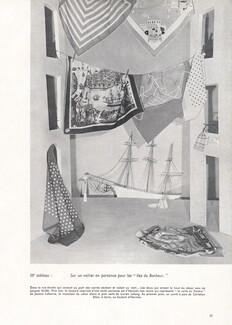 Vacances — divertissement estival..., 1948 - Décor Raymond Peynet, Tableau 3 Foulards, Carré Hermès (2), Christian Dior...