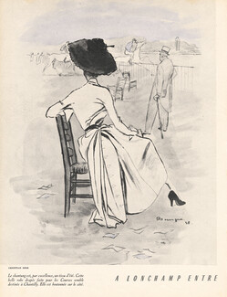 Christian Dior 1948 Robe en shantung, Horse Race, Longchamp, Pierre Mourgue