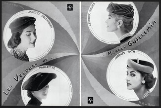 Marcel Guillemin (Fabric) 1956 Le Velours, Janette Colombier, Paulette, Legroux Soeurs, Jacques Fath