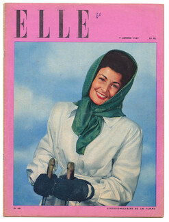 ELLE N°60 du 7 Janvier 1947 Ski Schiaparelli Jacques Fath Carven Madeleine de Rauch Calixte