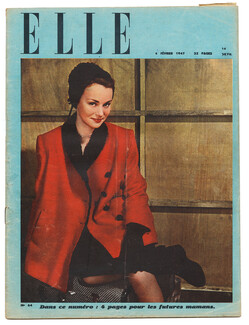 ELLE N°64 du 4 Février 1947 Yolande Bloin Model, Lucha Truel, Accessoires Schiaparelli, Fath, Casale