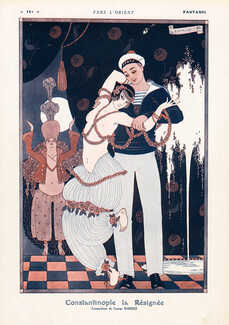 Constantinople la Résignée, 1915 - George Barbier Oriental Dancer Topless, Sailor