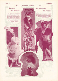 Folles Modes 1913 Gaby Deslys got made by Mme Paquin 63 dresses designed by Etienne Drian, Photos Talbot