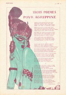 Gazan 1921 "Trois Poèmes Pour Agrippine", Poem by Pierre Benoit