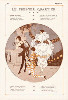 Gerda Wegener 1913 Le Premier Quartier, Pierrot & Harlequin, Costume, Disguise