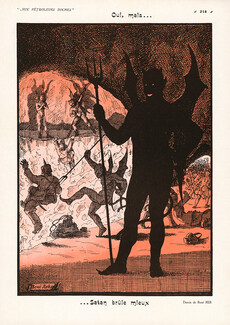 René Reb 1915 "Oui, mais... Satan brûle mieux" Devil Hell