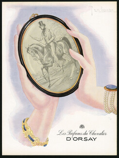 D'Orsay (Perfumes) 1944 Georges Lepape, Jewels, Les Parfums du Chevalier