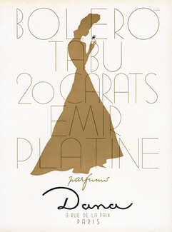 Dana (Perfumes) 1944 Facon Marrec (gold ink)