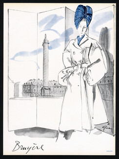 Bruyère 1944 René Gruau, Place Vendôme, back: Fourrures Max Leroy