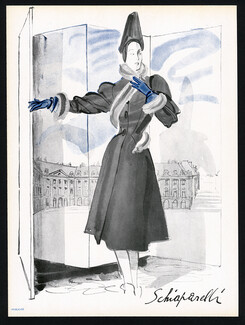 Schiaparelli 1944 René Gruau, back: Hermès Couture