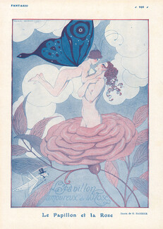Le Papillon amoureux de la Rose, 1916 - George Barbier The Rose and the Butterfly, Nude Angel
