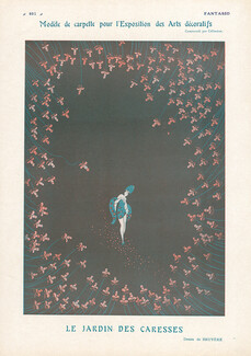 Bruyère 1925 "Le Jardin des Caresses" Model of carpet for the Exhibition of Decorative Arts