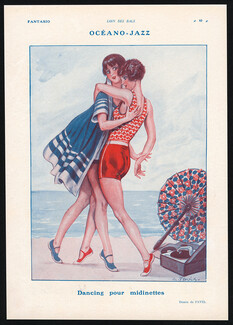 Georges Pavis 1929 Océano-Jazz, Dancers on the beach, Midinettes
