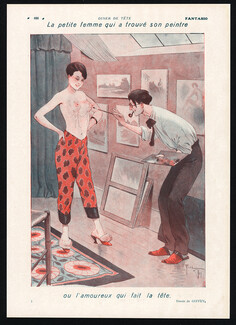 René Giffey 1927 Body-painting, Modèle d'artiste, Topless