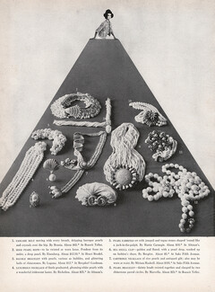 Fresh Pearls 1962 Eisenberg, Laguna, Richelieu, Bergère, Miriam Haskell, Marvella, Trifari, Vendôme, Majorica, Photo Melvin Sokolsky