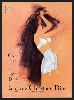 Christian Dior (Lingerie) 1957 René Gruau, Girdle, Bra (Version A) Gorge D60 Ceinture D26