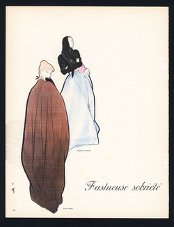 René Gruau 1947 Jean Dessès & Pierre Balmain Evening Gowns