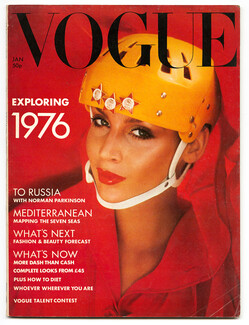 UK Vogue British Magazine 1976 January, Norman Parkinson To Russia USSR, Marisa Berenson, Dior Cosmetics