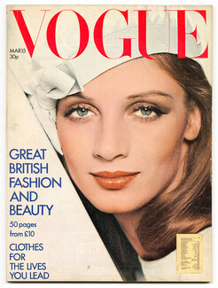 UK Vogue British Magazine 1973 March 15th, David Bailey, Sarah Moon, Mia Farrow