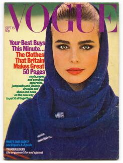 UK Vogue British Magazine 1976 September 15th Margaux Hemingway, Barry Lategan, Guy Bourdin, David Bailey, Jewellery