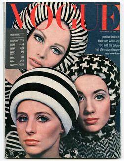 UK Vogue British Magazine 1965 September 15th, Otto Lucas berets, David Bailey, Irving Penn, Norman Parkinson