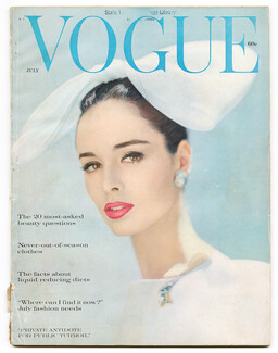 Vogue US 1960 July, Karen Radkai, Esther Larson, René Bouché, William Klein, John Rawlings, Henry Clarke