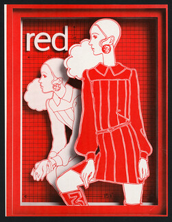 Antonio Lopez 1967 Real Red Knits, Fashion Illustration