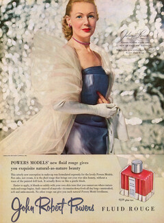 John Robert Powers 1952 Juliana Larson, Fluid Rouge, Jewels Van Cleef & Arpels