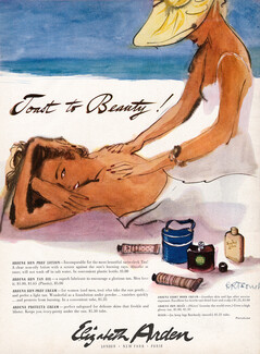 Elizabeth Arden 1952 Toast to Beauty ! Sun Lotion, René Bouché