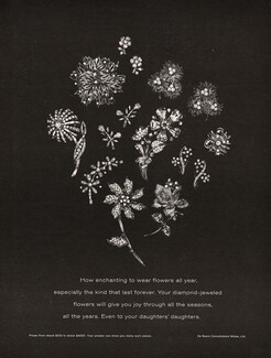 De Beers (High Jewelry) 1966 Flower Diamond Clips