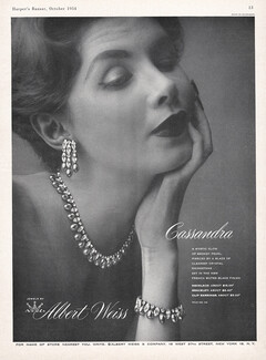 Albert Weiss 1954 Necklace, Bracelet, Clip Earrings, Cassandra