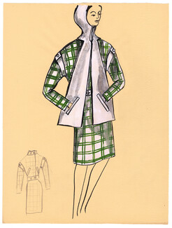 Blanche Bassia 1965 / 1970 Original Fashion Drawing