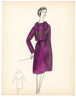 Blanche Bassia 1965 / 1970 Original Fashion Drawing