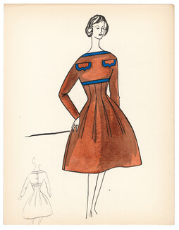 Blanche Bassia 1965 / 1970 Original Fashion Drawing