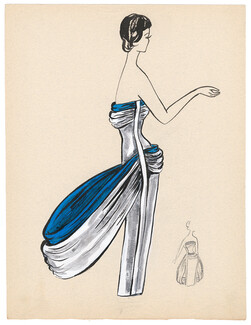 Blanche Bassia 1965 / 1970 Original Fashion Drawing