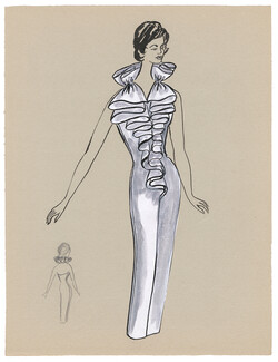 Blanche Bassia 1965 / 1970 Original Fashion Drawing