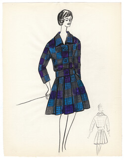 Blanche Bassia 1965 / 1970 Original Fashion Drawing