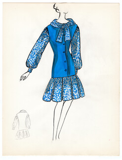 Blanche Bassia 1965 / 1970 Original Fashion Drawing