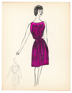 Blanche Bassia 1965 / 1970 Original Fashion Drawing