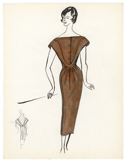 Blanche Bassia 1965 / 1970 Original Fashion Drawing