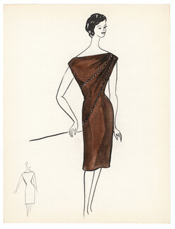 Blanche Bassia 1965 / 1970 Original Fashion Drawing