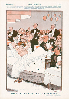 Albert Guillaume 1926 Lingerie fashion show in a restaurant, Fashion Satire