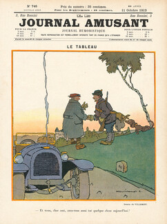 Jean Villemot 1913 Automobile Hunter Discussing Kills, Le Journal Amusant