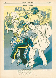 Albert Jarach 1912 Mardi Gras, Carnival Pierrot And Columbine, Le Journal Amusant