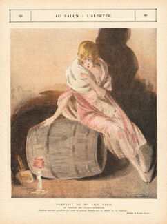 Louis Icart 1919 "L'Alertée", Mlle Lily Avril au Théâtre des Folies Parisiennes