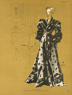 Mad Carpentier 1945 René Gruau, Fashion Illustration, Evening Velvet Coat